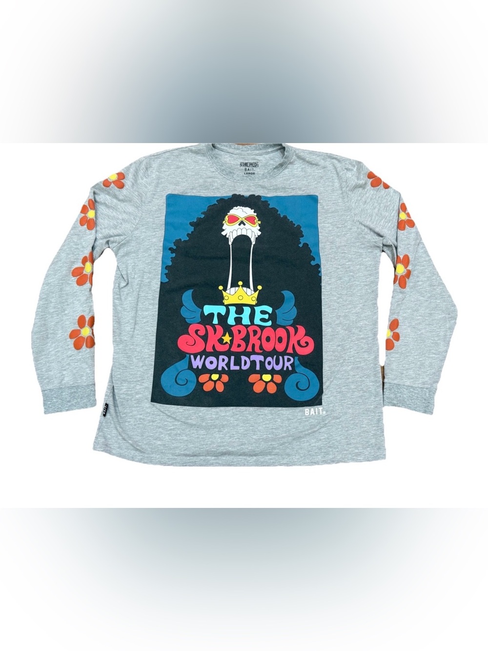 BAIT x One Piece Brook World Tour Long Sleeve T-Shirt Mens Size Large Gray